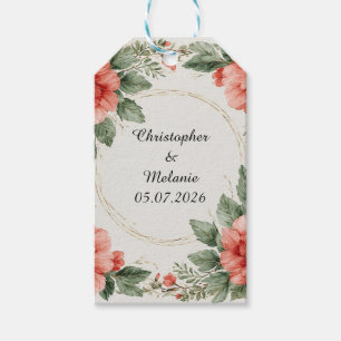 Elegant vattenfärgblommig ram presentetikett