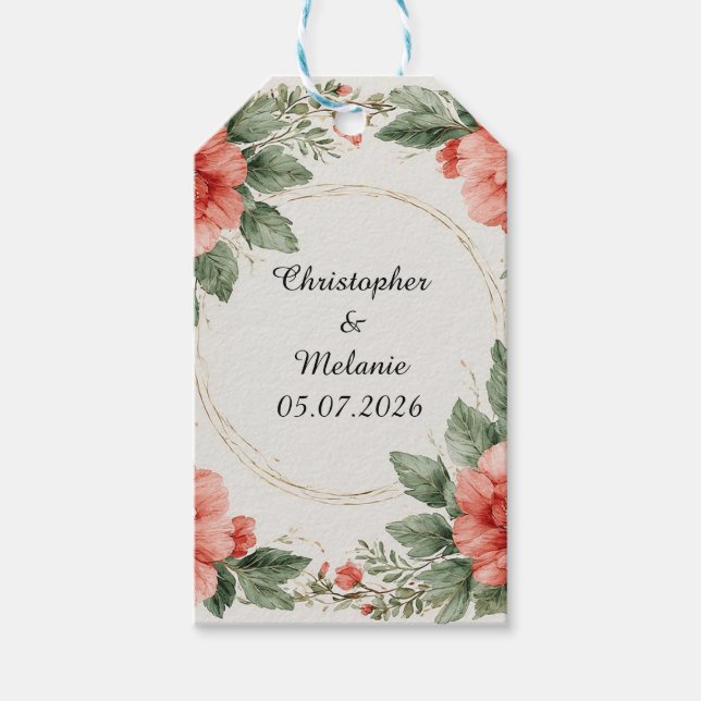 Elegant vattenfärgblommig ram presentetikett (Framsidan)