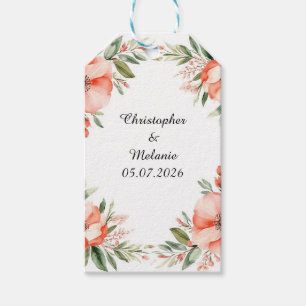 Elegant vattenfärgblommig ram presentetikett