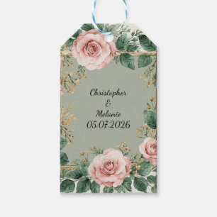 Elegant vattenfärgblommig ram  presentetikett