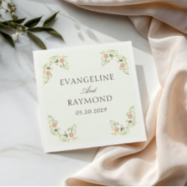 Elegant vattenfärgblommig rokoko-bröllop pappersservett