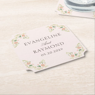 Elegant vattenfärgblommig rokoko bröllop underlägg papper