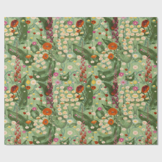 Elegant vattenfärgblommig vår- vildblommiga mönste presentpapper (Platt)