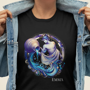 Elegant Vattenfärgen Aquarius Zodiac Anpassningsba T Shirt