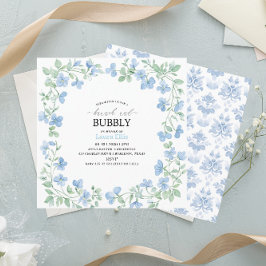 Elegant vattenfärgen blåa blommor brunch och bubbl inbjudningar