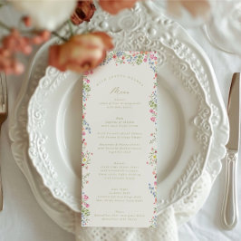 elegant, vattenfärgen blommigt vår bröllop meny