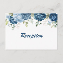 Elegant Vattenfärgen Blue Ro Blommigt Bröllop Tilläggskort