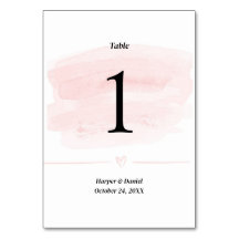 Elegant  vattenfärgen Bröllop Bordsnummer