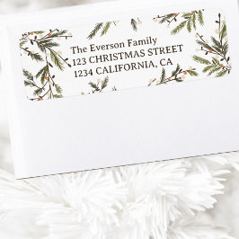 Elegant Vattenfärgen Gräs Grenar Utandningsjul Returadress Etikett