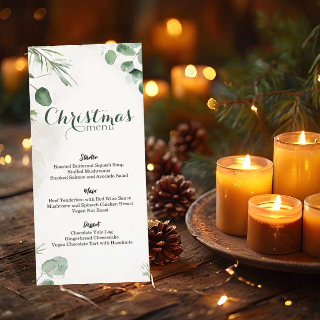 Elegant Vattenfärgen Gräs jul Meny (Skapare uppladdad)