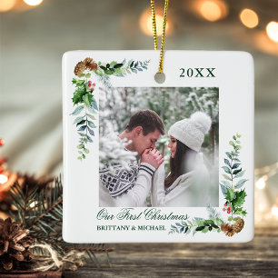 Elegant Vattenfärgen Gräs par Första jul Julgransprydnad Keramik