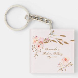 Elegant Vattenfärgen Guld Rosa ros Bröllop akryl