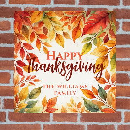 Elegant Vattenfärgen Höst löv Gräns Thanksgiving Poster