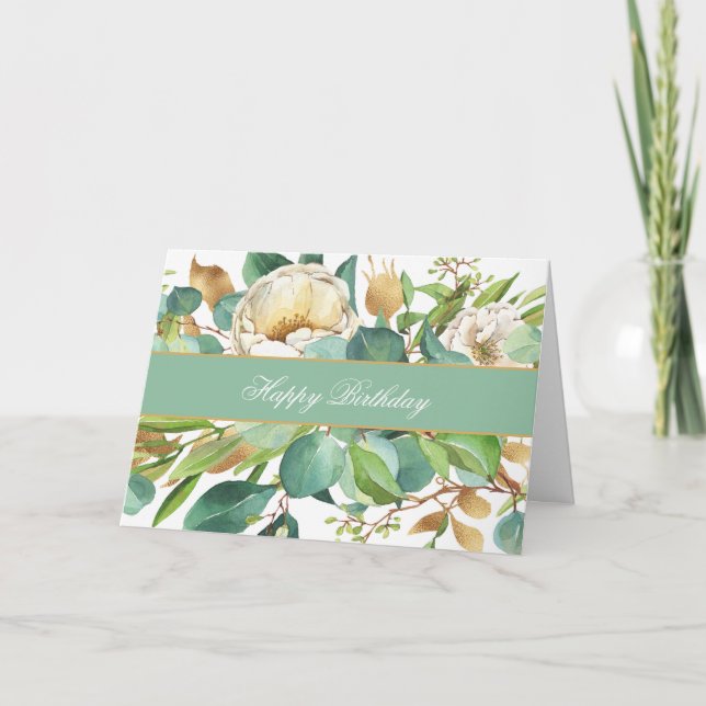 Elegant Vattenfärgen Ro och eukalyptus Card Kort (Framsida)