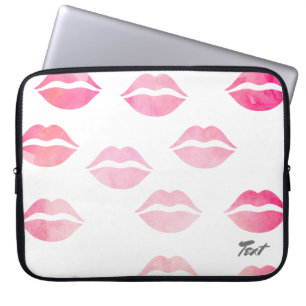 elegant vattenfärgen rosa läppar mönster laptop fodral
