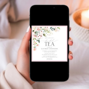 Elegant Vattenfärgens Blommigt Möhippa Tea Rosa S Inbjudningar