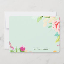 Elegant Vattenfärgens Blommigt Personlig Mint Blue