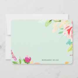 Elegant Vattenfärgens Blommigt Personlig Mint Blue Anteckningskort