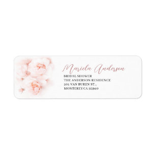 Elegant Vattenfärgens Rosa Blommans möhippa Returadress Etikett