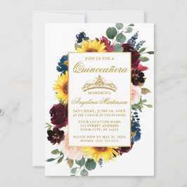Elegant Vattenfärgfoto Blandad Blommigt Quinceaner Inbjudningar