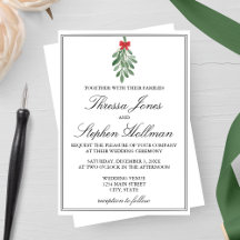 Elegant Vattenfärginbjudan till Mistletoe Wedding