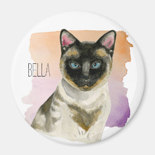 Elegant vattenfärgmålning för Siamese katt Magnet