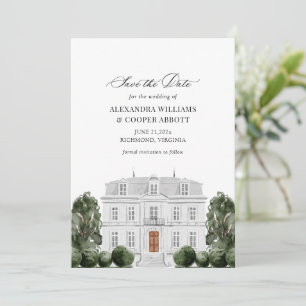 Elegant VattenfärgMansion Spara datumkortet Inbjudningar