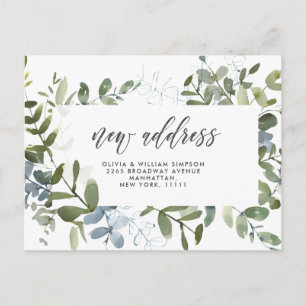 Elegant Vattenfärgning Eucalyptus Flytta Announeme Vykort