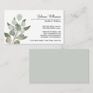 Elegant Vattenfärgning Eucalyptus Löv Feminin Visitkort