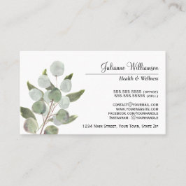 Elegant Vattenfärgning Eucalyptus Löv Feminin Visitkort