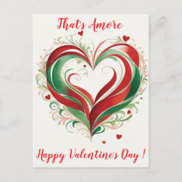 Elegant Vattenfärgning Heart Valentine Italien Vykort
