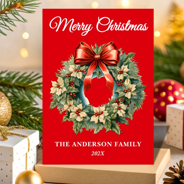 Elegant Vattenfärgning Julfrö Utandning utan foto Julkort (Skapare uppladdad)