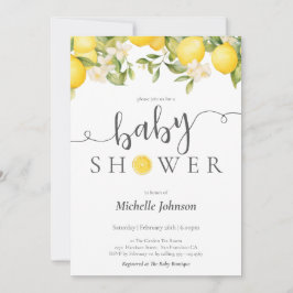 Elegant Vattenfärgning Lemon Baby Shower Inbjudningar