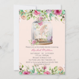 Elegant Vattenfärgning Unicorn Chic Blommigt Baby  Inbjudningar