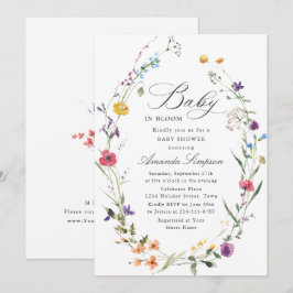 Elegant Vattenfärgning Vild Blommor Babykläder Inbjudningar