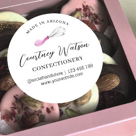 Elegant Vattenfärgning Whisk bakad med Kärlek Cate Runt Klistermärke