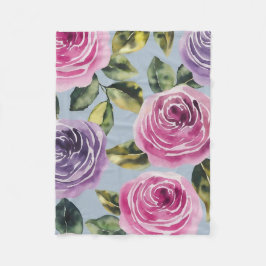 Elegant vattenfärgros blomsterdesign fleecefilt