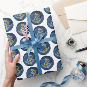 Elegant Vattenfärgsankare för kustsjöfart Presentpapper