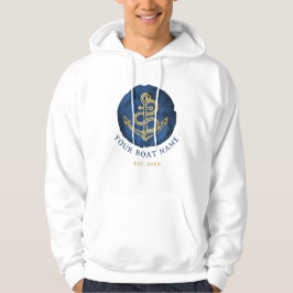 Elegant Vattenfärgsankare Nautisk marin Namn Blue Hoodie