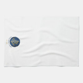 Elegant Vattenfärgsankare Nautisk marin Namn Blue Kökshandduk