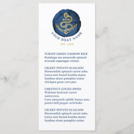 Elegant Vattenfärgsankare Nautisk marin Namn Blue Meny