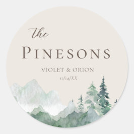 Elegant Vattenfärgsbergsbabyfavoritfästen Runt Klistermärke