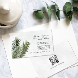 Elegant Vattenfärgsbeteckning Gräs Grenar QR-kod Visitkort