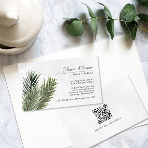 Elegant Vattenfärgsbeteckning Gräs Grenar QR-kod Visitkort