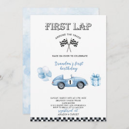 Elegant Vattenfärgsbil Tävling första Födelsedagsf Inbjudningar