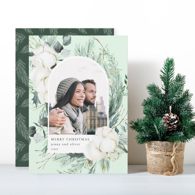 Elegant Vattenfärgsbild för Blommigt av vinter-båg Julkort (Skapare uppladdad)