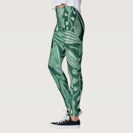 Elegant Vattenfärgsbild för botaniska Gröntar Löv Leggings