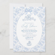 Elegant Vattenfärgsblå Bow Leksak Boy Shower