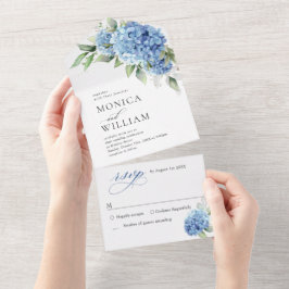 Elegant Vattenfärgsblå Hydrangea Blommigt Bröllop