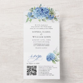 Elegant Vattenfärgsblå Hydrangea Blommigt Bröllop